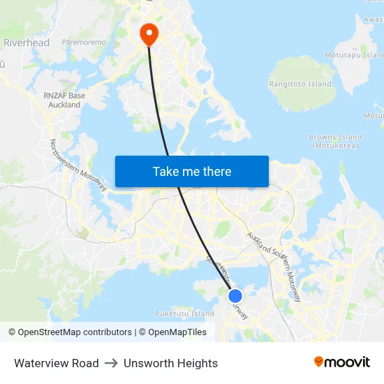 Waterview Road to Unsworth Heights map