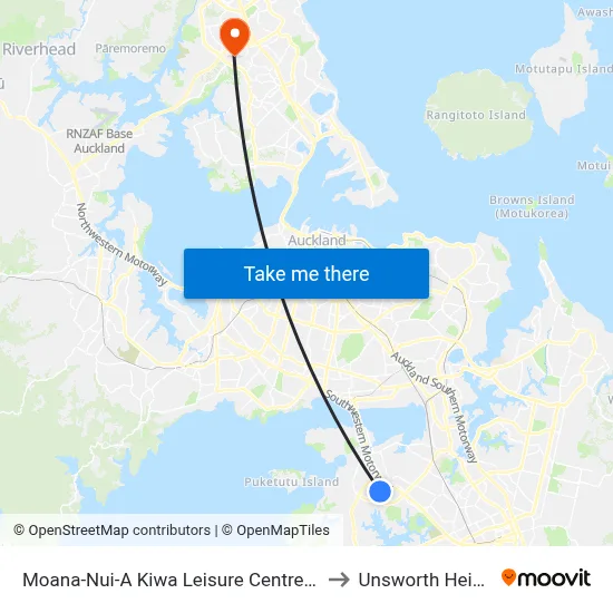 Moana-Nui-A Kiwa Leisure Centre Pools to Unsworth Heights map