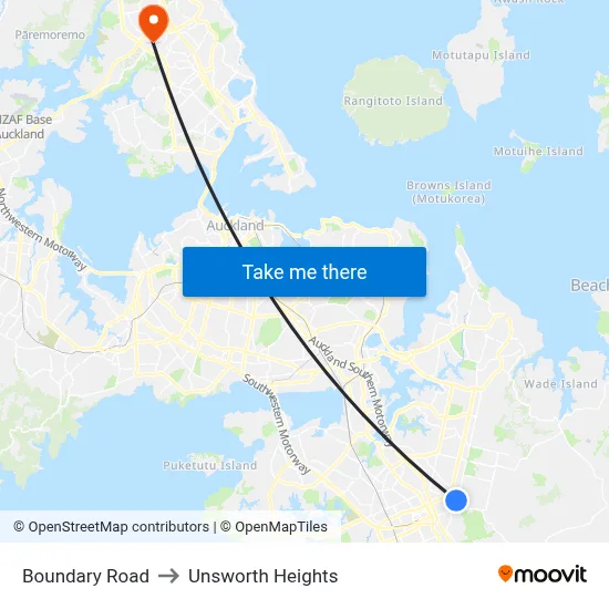 Boundary Road to Unsworth Heights map