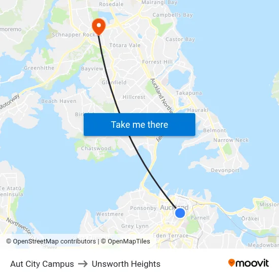 Aut City Campus to Unsworth Heights map