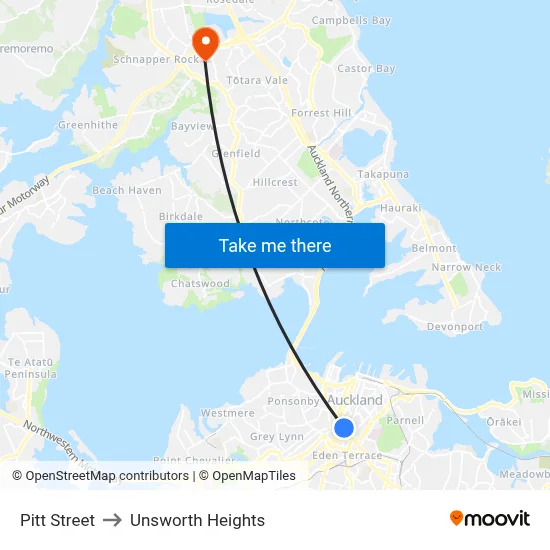 Pitt Street to Unsworth Heights map