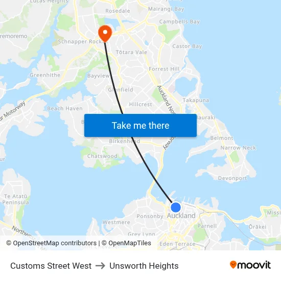 Customs Street West to Unsworth Heights map