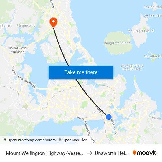 Mount Wellington Highway/Vestey Drive to Unsworth Heights map