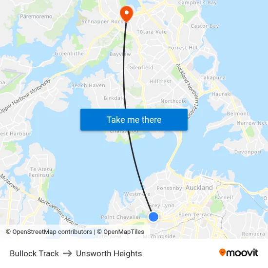 Bullock Track to Unsworth Heights map
