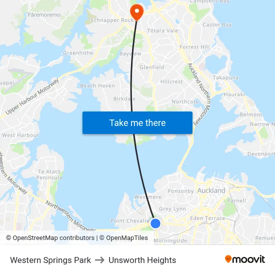 Western Springs Park to Unsworth Heights map