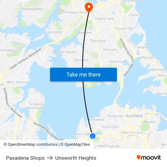 Pasadena Shops to Unsworth Heights map