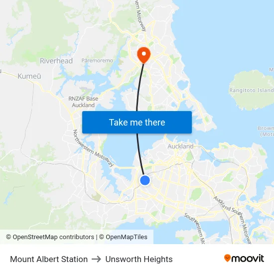 Mount Albert Station to Unsworth Heights map