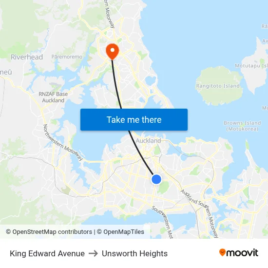 King Edward Avenue to Unsworth Heights map