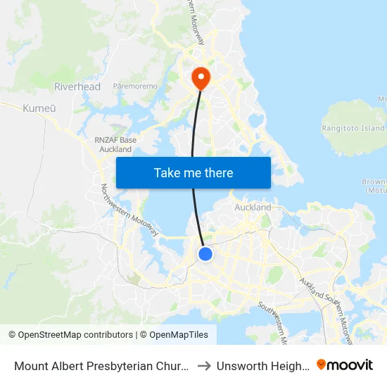 Mount Albert Presbyterian Church to Unsworth Heights map