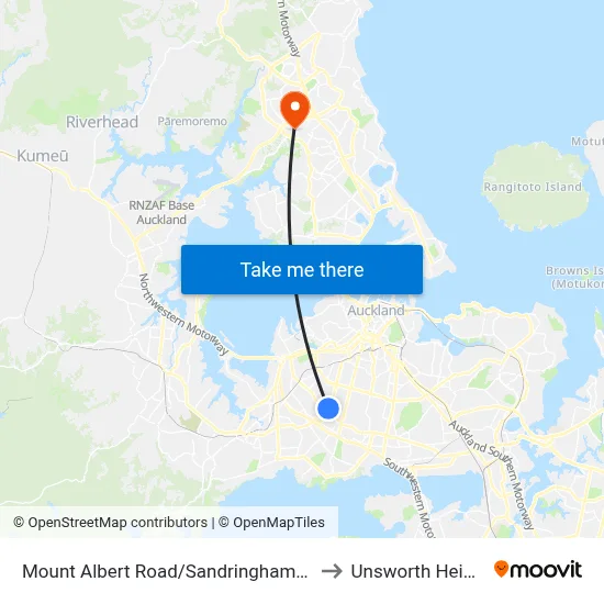 Mount Albert Road/Sandringham Road to Unsworth Heights map