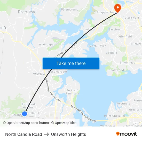 North Candia Road to Unsworth Heights map