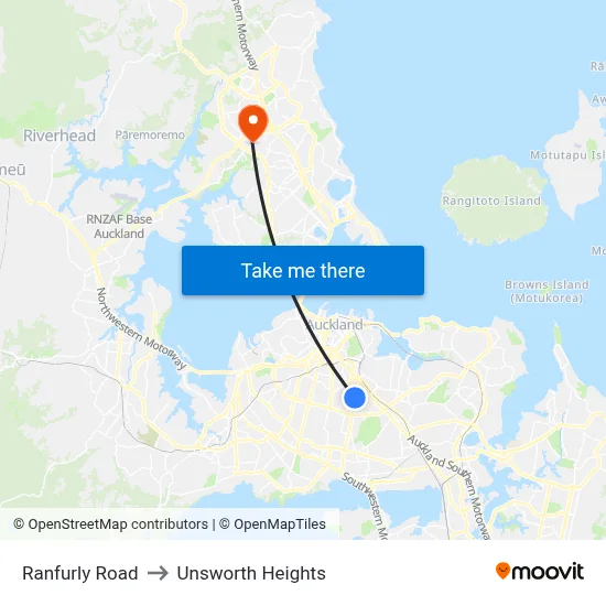 Ranfurly Road to Unsworth Heights map