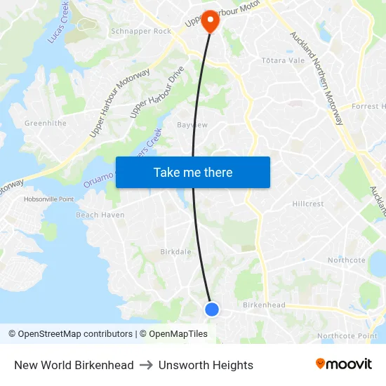 New World Birkenhead to Unsworth Heights map