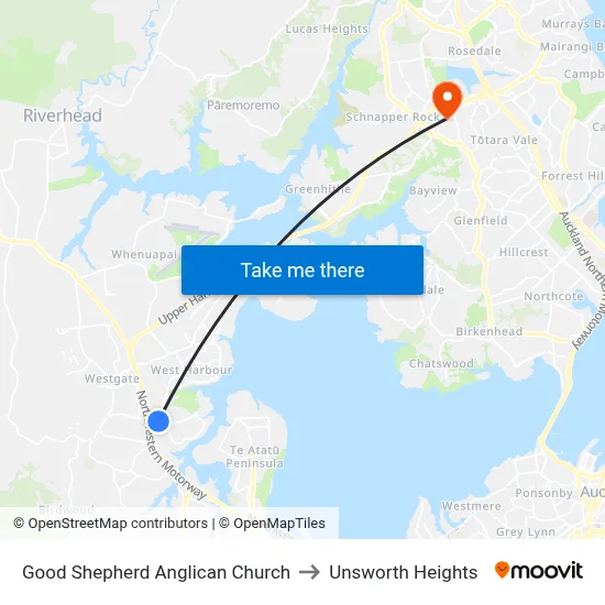 Good Shepherd Anglican Church to Unsworth Heights map
