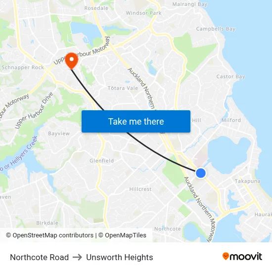 Northcote Road to Unsworth Heights map