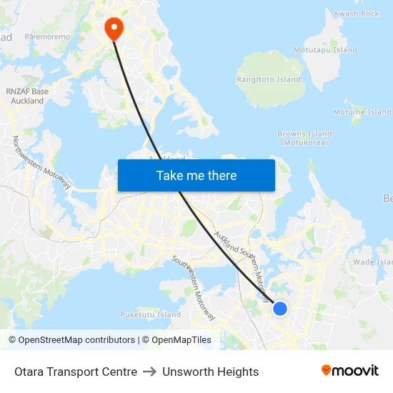 Otara Transport Centre to Unsworth Heights map