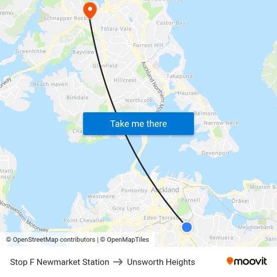 Stop F Newmarket Station to Unsworth Heights map