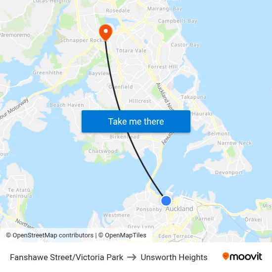 Fanshawe Street/Victoria Park to Unsworth Heights map