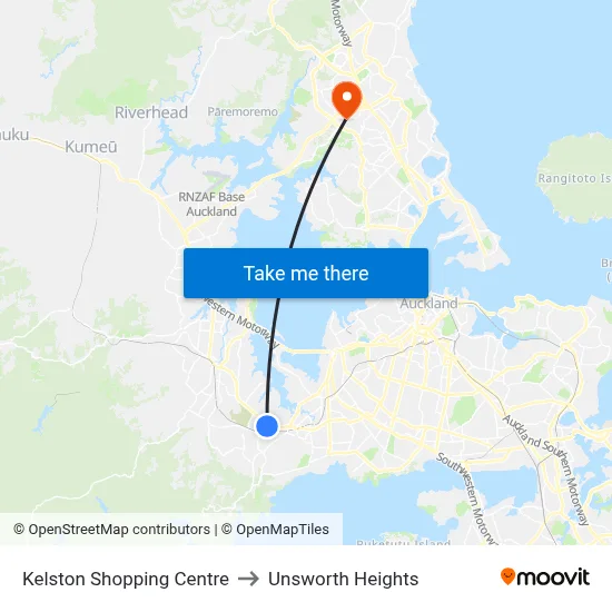 Kelston Shopping Centre to Unsworth Heights map