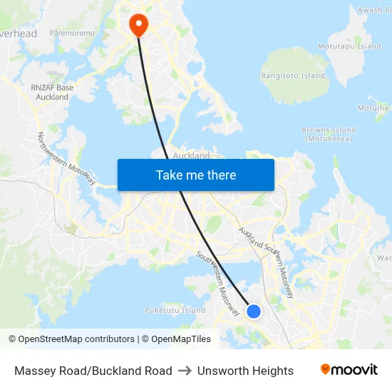 Massey Road/Buckland Road to Unsworth Heights map