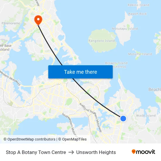 Stop A Botany Town Centre to Unsworth Heights map