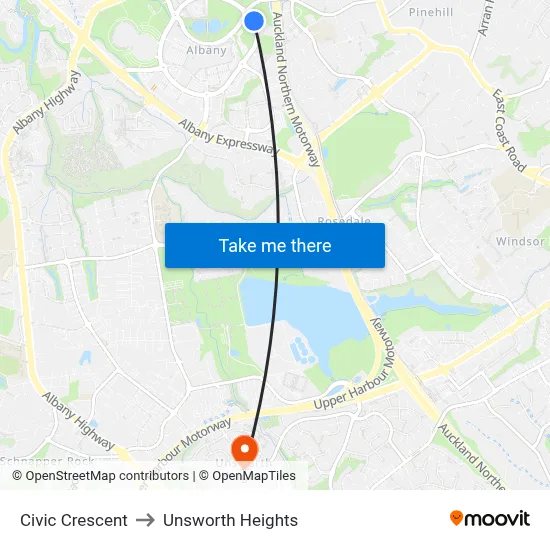 Civic Crescent to Unsworth Heights map