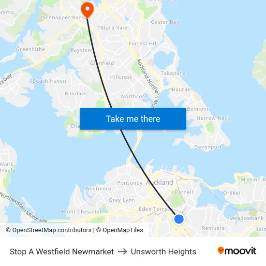 Stop A Westfield Newmarket to Unsworth Heights map