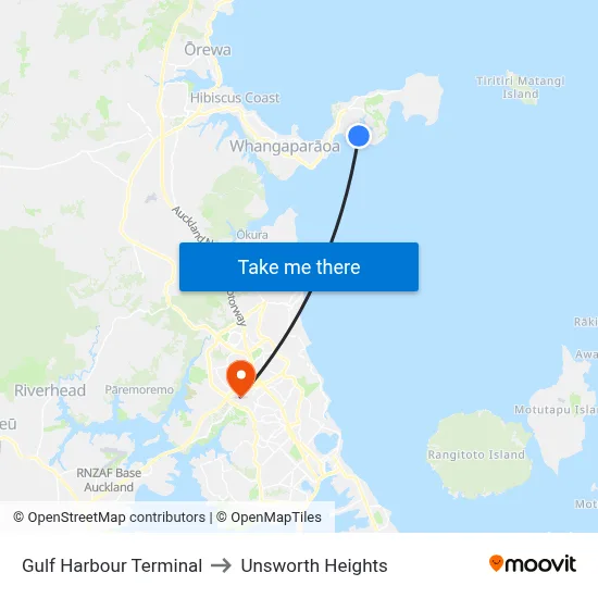 Gulf Harbour Terminal to Unsworth Heights map