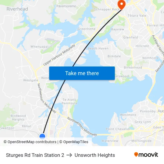 Sturges Rd Train Station 2 to Unsworth Heights map