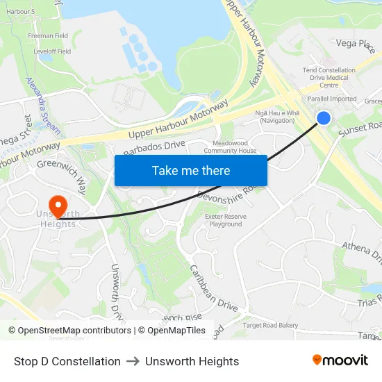 Stop D Constellation to Unsworth Heights map