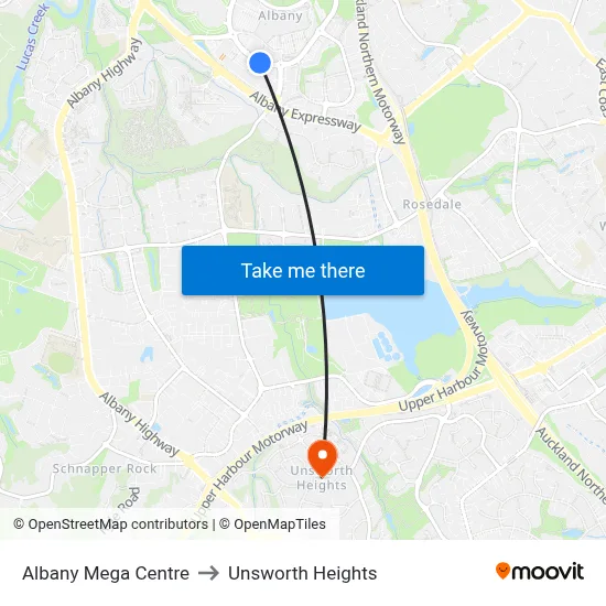 Albany Mega Centre to Unsworth Heights map