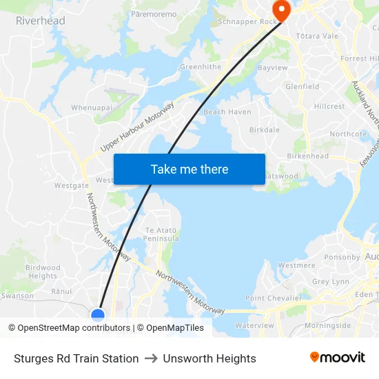 Sturges Rd Train Station to Unsworth Heights map