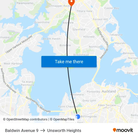 Baldwin Avenue 9 to Unsworth Heights map