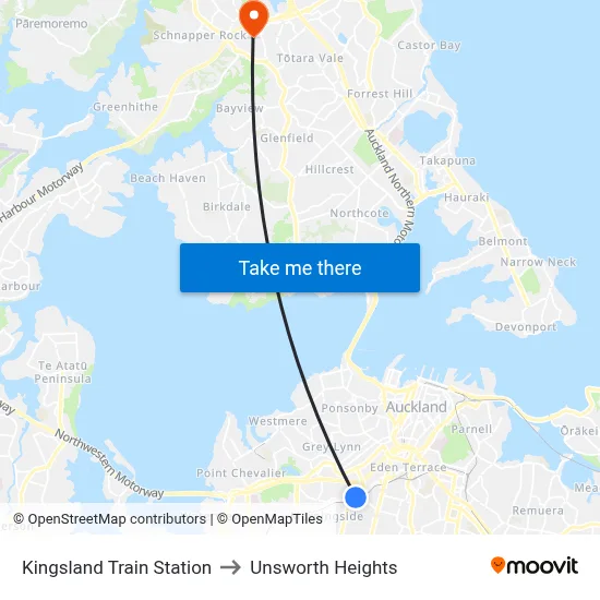 Kingsland Train Station to Unsworth Heights map