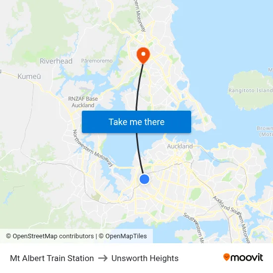 Mt Albert Train Station to Unsworth Heights map