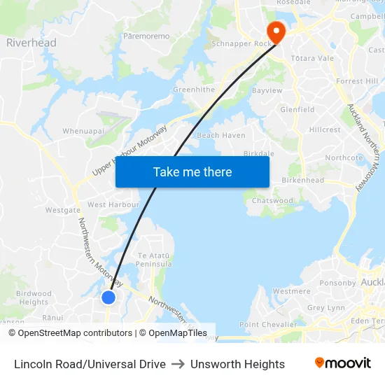 Lincoln Road/Universal Drive to Unsworth Heights map