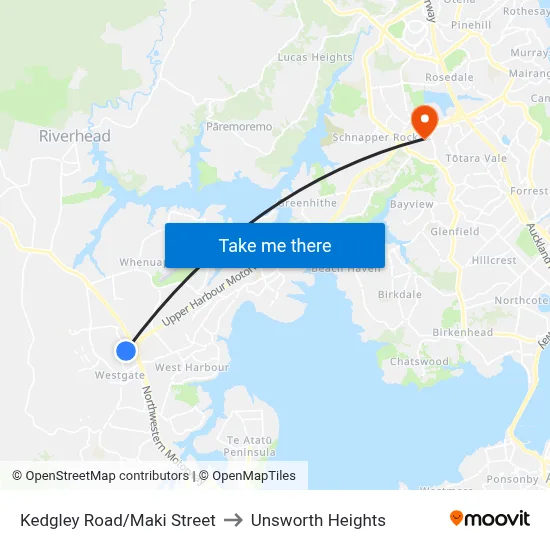 Kedgley Road/Maki Street to Unsworth Heights map