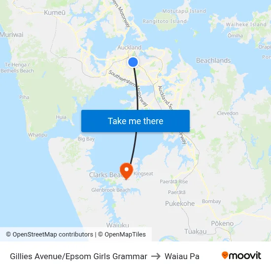 Gillies Avenue/Epsom Girls Grammar to Waiau Pa map