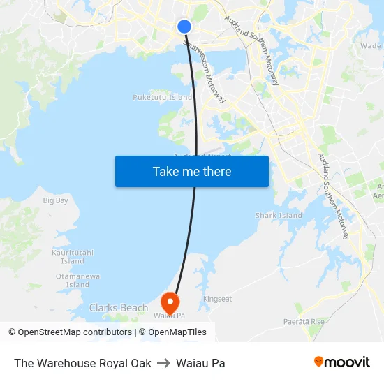 The Warehouse Royal Oak to Waiau Pa map