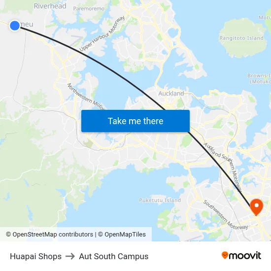 Huapai Shops to Aut South Campus map