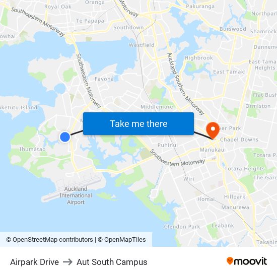 Airpark Drive to Aut South Campus map