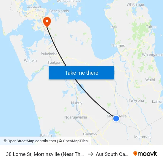 38 Lorne St, Morrinsville (Near Thames St) to Aut South Campus map