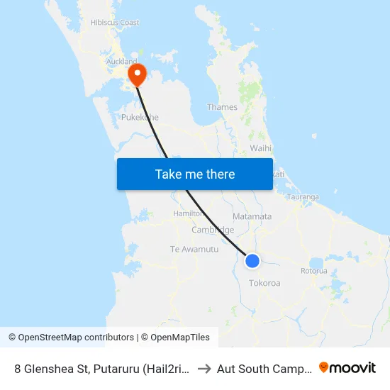 8 Glenshea St, Putaruru (Hail2ride) to Aut South Campus map