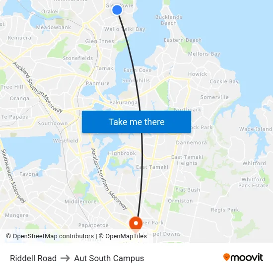 Riddell Road to Aut South Campus map
