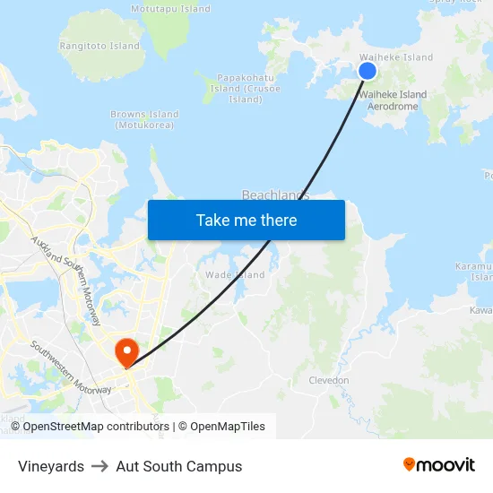 Vineyards to Aut South Campus map