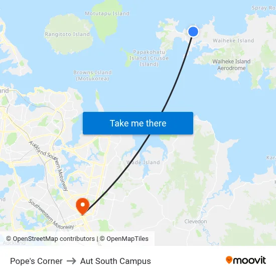 Pope's Corner to Aut South Campus map