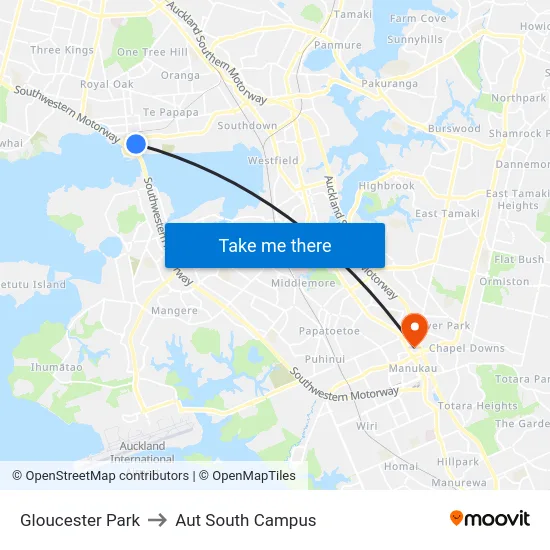 Gloucester Park to Aut South Campus map