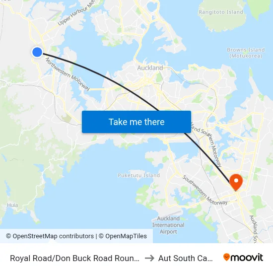 Royal Road/Don Buck Road Roundabout to Aut South Campus map