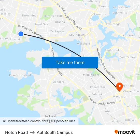 Noton Road to Aut South Campus map