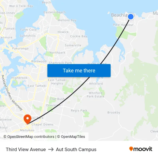 Third View Avenue to Aut South Campus map
